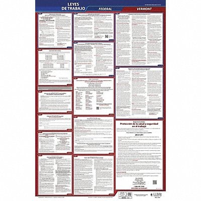 Labor Law Poster Fed/STA VT SP 26inH 3yr