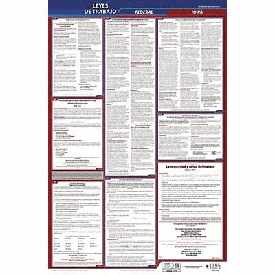 Labor Law Poster Fed/STA IA SP 26inH 1yr
