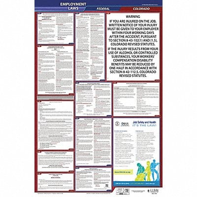 LaborLaw Poster Fed/STA CO ENG 26inH 3yr
