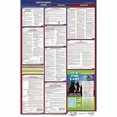 LaborLaw Poster Fed/STA OR ENG 26inH 3yr