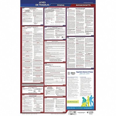 Labor Law Poster Fed/STA MA SP 40Wx26inH