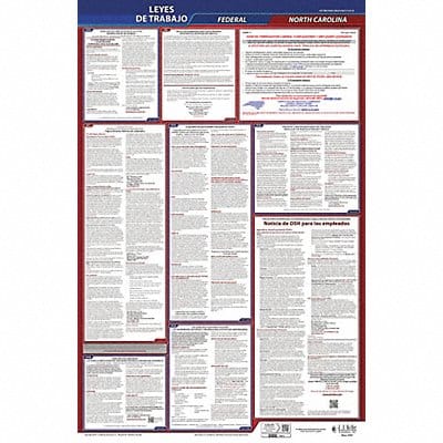 Labor Law Poster Fed/STA NC SP 40Wx26inH