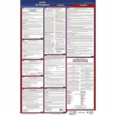Labor Law Poster Fed/STA VA SP 40Wx26inH