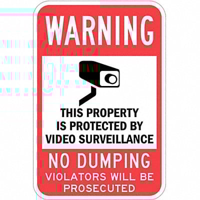 Rflctv Surveillance Warning Sign 18x12in