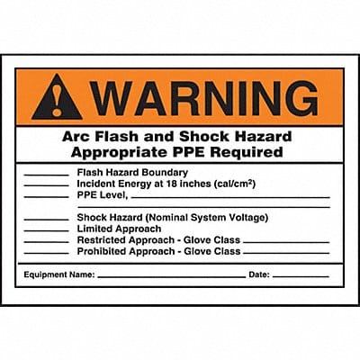 Arc Flash Label 3 1/2 inx5 in Vinyl