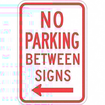 No Parking Between Parking Sign 18 x12