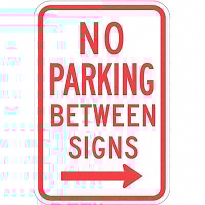 No Parking Between Parking Sign 18 x12