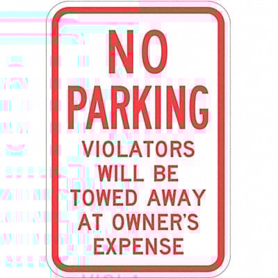 Tow Zone No Parking Sign 18 x 12
