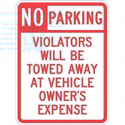 Tow Zone No Parking Sign 24 x 18