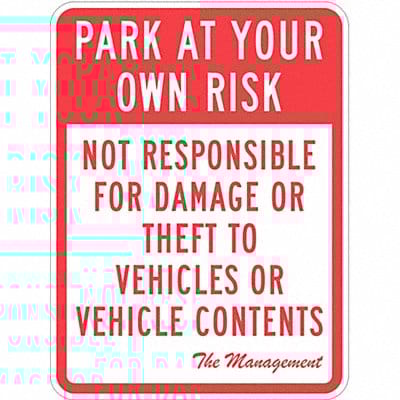 Parking Lot Damage Advisory Sign 24 x18