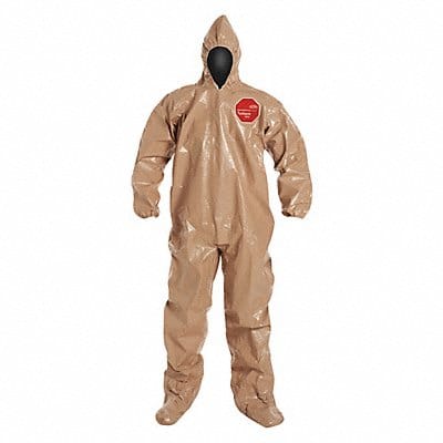 Hooded Coverall w/Socks Tan S PK6