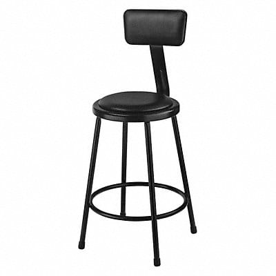 Stool w/Back Steel Vinyl Black 24 H