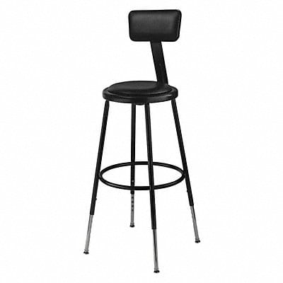 Stool w/Back Steel Vinyl Blk 14 dia.