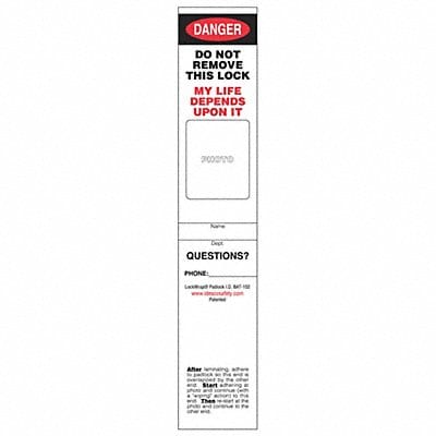 Padlock Label English 6in.H. PK50