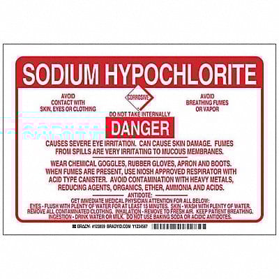 Chemical Sign Plastic 10 x 14 in Red/Wht