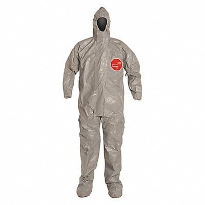 Hooded Coverall w/Socks Gray L PK6