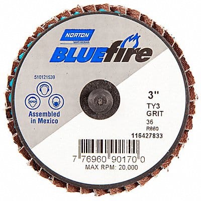 J5078 Flap Disc 3 in Dia P36 Grit Type 27