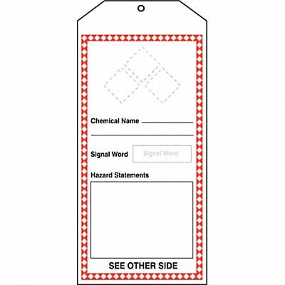 GHS Tags Chemical Name 8-1/2x3-7/8In PK5
