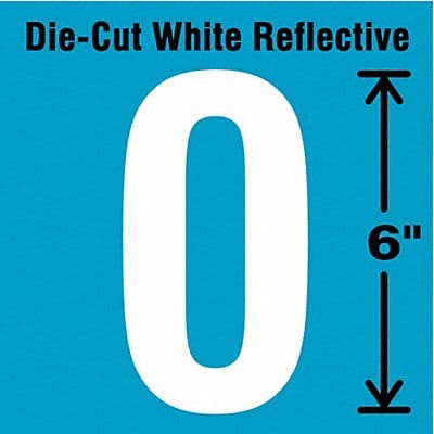 Die-Cut Reflective Number Label 0 6In H