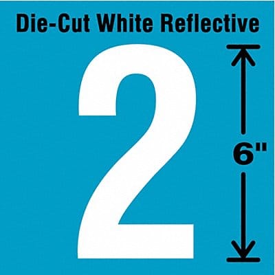 Die-Cut Reflective Number Label 2 6In H Die-Cut Reflective Number Label 2 6In H