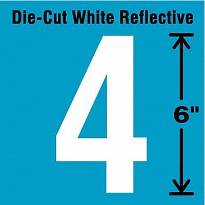 Die-Cut Reflective Number Label 4 6In H