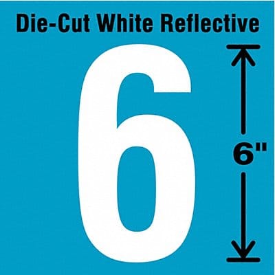Die-Cut Reflective Number Label 6 6In H Die-Cut Reflective Number Label 6 6In H