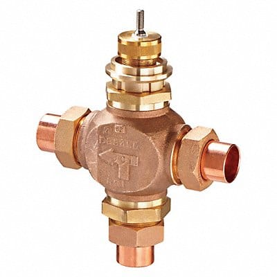 Globe Valve 3-Way Mixing 1-1/4 In Sweat