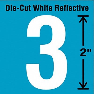 Die-Cut Refl. Number Label 3 2In H PK5