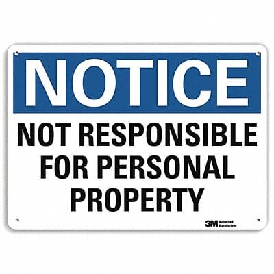Notice Sign 10 in x 14 in Aluminum