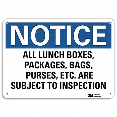 Notice Sign 7 in x 10 in Aluminum
