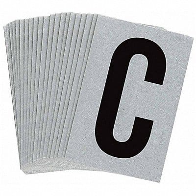 Letter Label C Blk On Slvr 1-1/2inH PK25