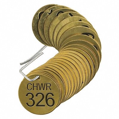 Numbered Tag Brass 1 1/2in W PK25 Numbered Tag Brass 1 1/2in W PK25