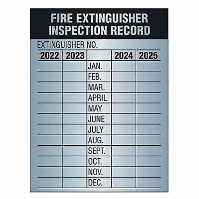 Inspection Record Tag Fire Ext 3 H PK10