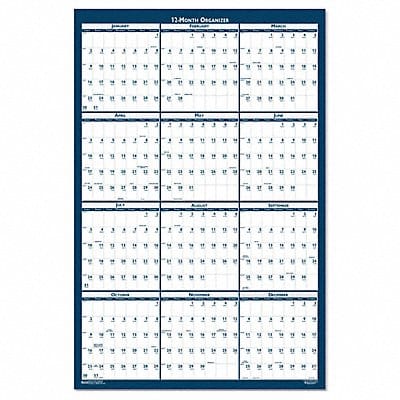 Wall Calendar Reverse/Erase 24x37 In.