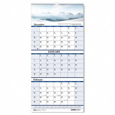Wall Calendar 12-1/4x26-1/2 In
