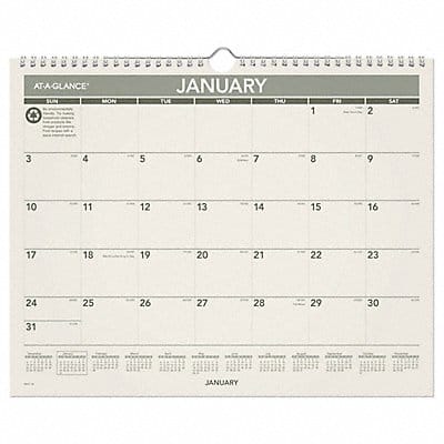 Wall Calendar Recycled 15x12 In.