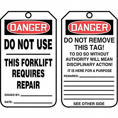 Safety Tag 5 3/4in H 3 1/4in W PK25