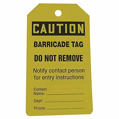 Caution Tag 5 3/4in H 3 1/4in W PVC PK25