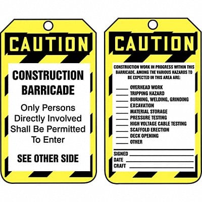 Safety Tag 5 3/4in H 3 1/4in W PK25