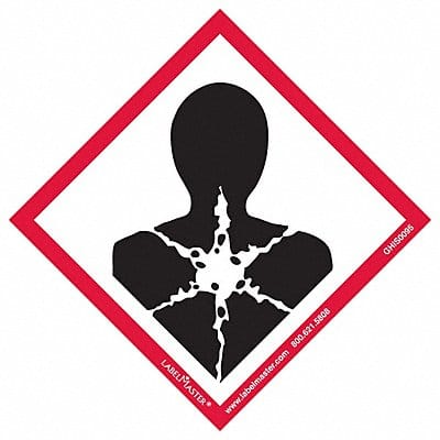 GHS Health Hazard Lbl 4x4in Polypro PK50