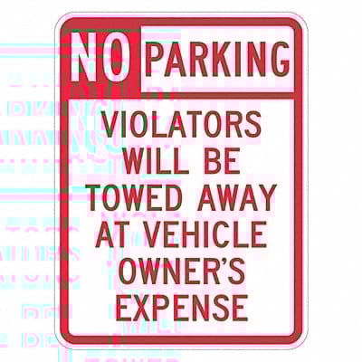 Tow Zone No Parking Sign 24 x 18