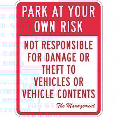 Parking Lot Damage Advisory Sign 24 x18