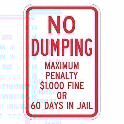 Reflective No Dumping Sign 24x18in Alum