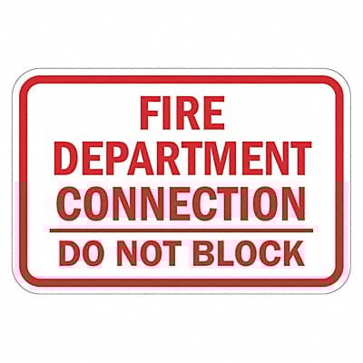 Rflctv Fire Connection Sign 12x18in Alum