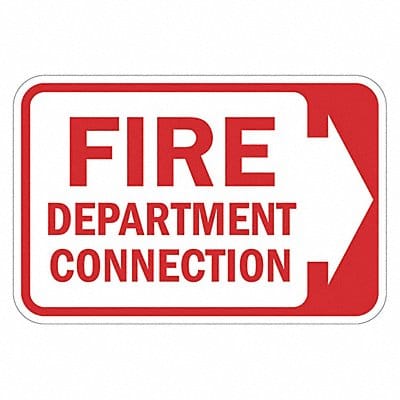 Rflctv Fire Connection Sign 12x18in Alum