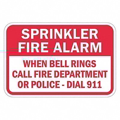 Rflctv Fire Alarm Sprinkler Sign 12x18in