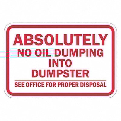 Reflective No Dumping Sign 12x18in Alum