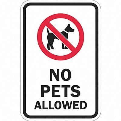 Reflective No Pets Sign 18x12in Aluminum