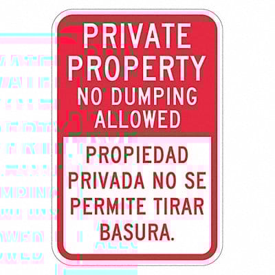 Rflctv No Dumping Prvt Prop Sign 18x12in