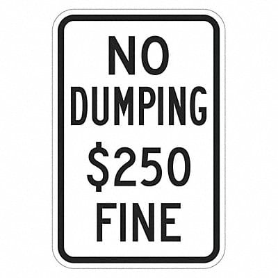 Reflective No Dumping Sign 18x12in Alum